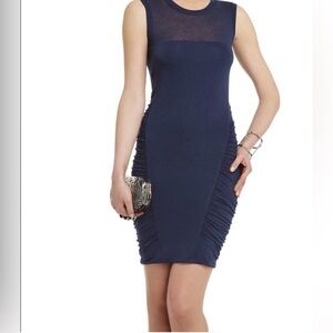 NWOT BCBGMaxAzria Navy Blue Ruched Mini Dress